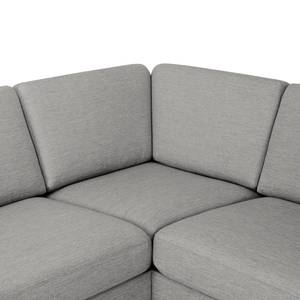 Ecksofa Tuena mit Ottomane Webstoff Inas: Platin - Ottomane davorstehend rechts