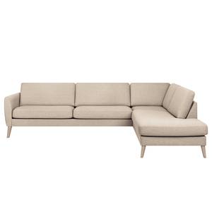 Ecksofa Tuena mit Ottomane Webstoff Inas: Cappuccino - Ottomane davorstehend rechts