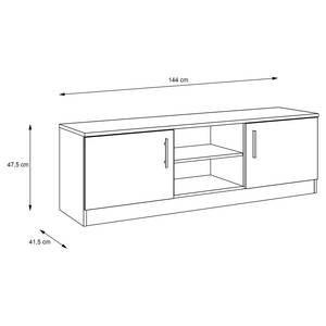 TV-Lowboard Jabauri Eiche Weiß Dekor