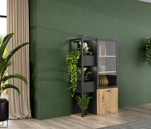 Credenza e vetrina Tamizal 90 cm Nero / Effetto rovere Artisan