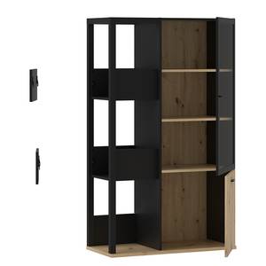 Credenza e vetrina Tamizal 90 cm Nero / Effetto rovere Artisan