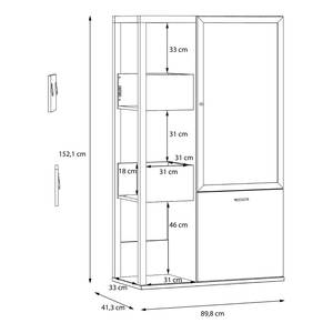 Vitrinekast Tamizal 90 cm zwart/Artisan eikenhouten look