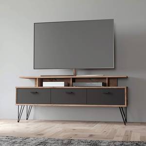 Tv-meubel Cangcun type B donkere eikenhouten look/zwart