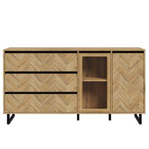 Sideboard Kardama Eiche Bartex Dekor / Matt Schwarz