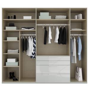 Armoire Purisma avec portes en verre B Gris soie - Largeur : 251 cm