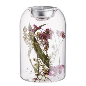 Teelichthalter-Set FLOWER MARKET 2-tlg Glas / Trockenblumen - Transparent