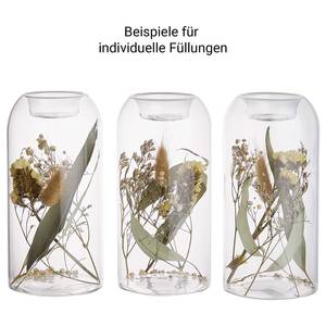 Teelichthalter-Set FLOWER MARKET 2-tlg Glas / Trockenblumen - Transparent