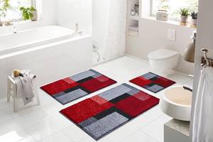 Tapis de bain Atala Polyacrylique - Rouge / Gris - 70 x 120 cm