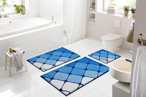 Tappetino da bagno Shanga Poliacrilico - Blu / Bianco - 60 x 100 cm