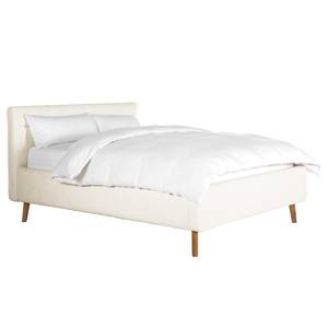 Gestoffeerd bed LOTTE Bouclé Stof Abby: Polair wit - 140 x 200cm