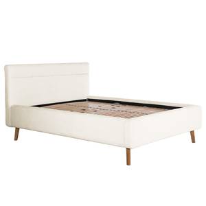 Gestoffeerd bed LOTTE Bouclé Stof Abby: Polair wit - 140 x 200cm