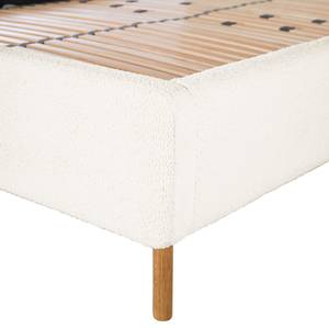 Gestoffeerd bed LOTTE Bouclé Stof Abby: Polair wit - 140 x 200cm