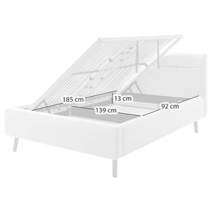 Gestoffeerd bed LOTTE Bouclé Stof Abby: Polair wit - 140 x 200cm