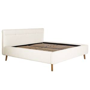 Gestoffeerd bed LOTTE Bouclé Stof Abby: Polair wit - 180 x 200cm