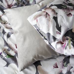 Parure de lit en satin mako Dorothy Coton - Blanc / Gris - 135 x 200 cm + oreiller 80 x 80 cm