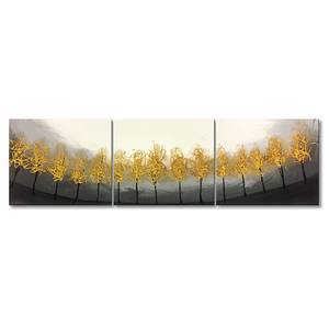 Impression sur toile Golden Trees Cadre en bois massif avec toile