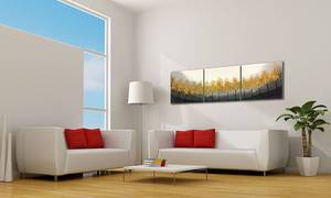 Impression sur toile Golden Trees Cadre en bois massif avec toile