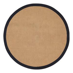 Jute vloerkleed Bafor rond jute - Zwart - Diameter: 80 cm