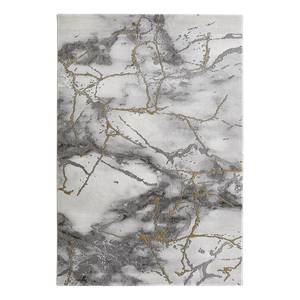 Tappeto a pelo corto Pico Poliestere - Grigio / Oro - Grigio / Oro - 80 x 150 cm