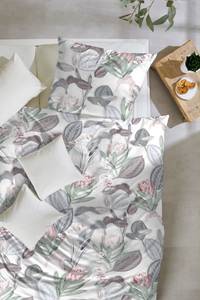 Parure de lit en satin mako Protea Coton - Blanc - 135 x 200 cm - Blanc