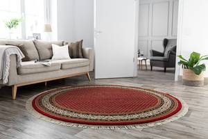 Wollen vloerkleed Chandi Mir Rond 100% scheerwol - Rood - Diameter: 250 cm