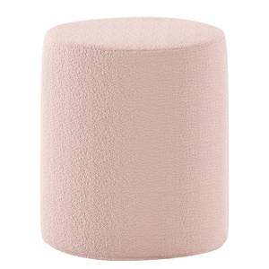 Gestoffeerde hocker Moon deels massief grenenhout/bouclé - Roze