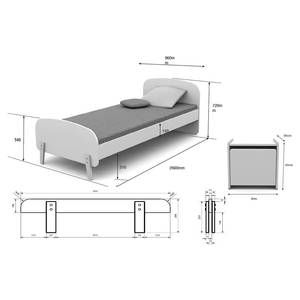 Ensemble lit et tiroir Kiddy - 4 élém. MDF - 90 x 200 cm - Blanc