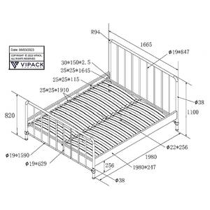 Metalen bed Bronxx ijzer - Blauw - 160 x 200cm