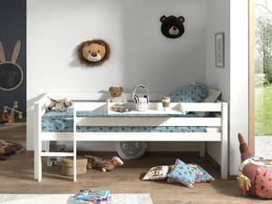 Bed Pino met plankje massief grenenhout - 90 x 200 cm - Wit - Met ladder