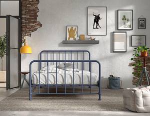 Metalen bed Bronxx ijzer - Blauw - 140 x 200cm