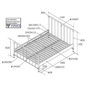 Metalen bed Bronxx ijzer - Blauw - 140 x 200cm