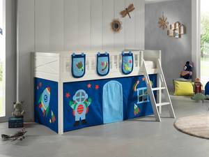 Spielbett Scott Kiefer Massiv - Dunkelblau - Mit Taschen - Mit Vorhang