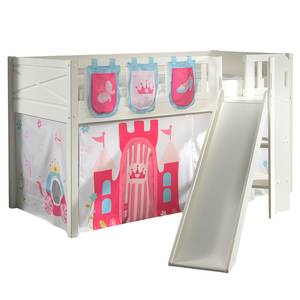 Spielbett Scott mit Rutsche Kiefer Massiv - Pink - Mit Taschen - Mit Vorhang