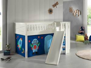 Spielbett Scott mit Rutsche Kiefer Massiv - Dunkelblau - Mit Vorhang