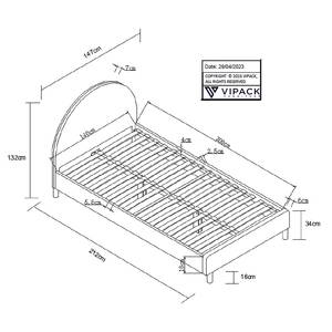 Gestoffeerd bed Moon deels massief grenenhout/bouclé - Wit - 140 x 200cm