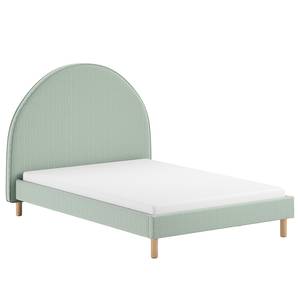 Gestoffeerd bed Moon deels massief grenenhout/bouclé - Mintgroen - 140 x 200cm