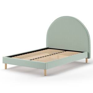 Gestoffeerd bed Moon deels massief grenenhout/bouclé - Mintgroen - 140 x 200cm