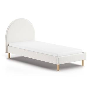 Gestoffeerd bed Moon deels massief grenenhout/bouclé - Wit - 90 x 200cm