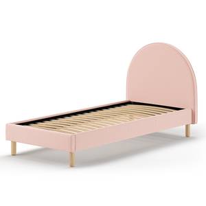 Gestoffeerd bed Moon deels massief grenenhout/bouclé - Roze - 90 x 200cm