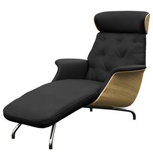 Chaise relax BLOMST Cuir Danbi: Noir - Chrome brillant - Chêne