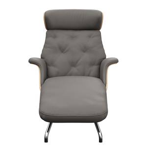 Ligfauteuil BLOMST Leer Danbi: Bruin - Chroomkleurig glanzend - Eik