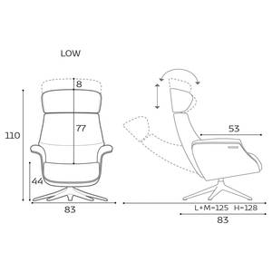 Relaxfauteuil BLOMST Leer Danbi: Kastanjebruin - Hoogte: 110 cm - Zwart - Zonder hocker - Eik