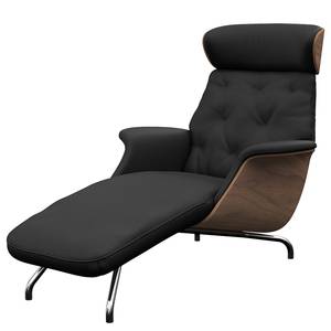 Chaise relax BLOMST Cuir Danbi: Noir - Chrome brillant - Noyer