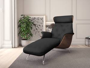 Chaise relax BLOMST Cuir Danbi: Noir - Chrome brillant - Noyer