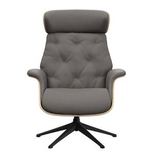 Relaxfauteuil BLOMST Leer Danbi: Bruin - Hoogte: 112 cm - Zwart - Zonder hocker - Eik