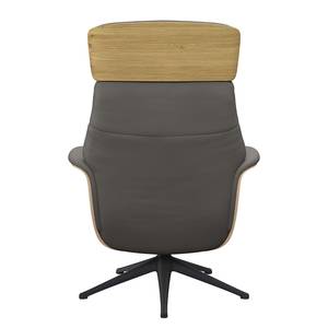 Relaxfauteuil BLOMST Leer Danbi: Bruin - Hoogte: 112 cm - Zwart - Zonder hocker - Eik