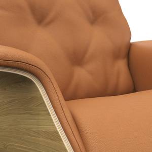 Relaxfauteuil BLOMST Leer Danbi: Cognac - Hoogte: 112 cm - Chroomkleurig glanzend - Zonder hocker - Eik