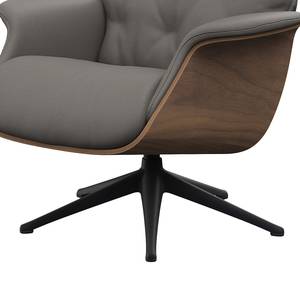 Relaxfauteuil BLOMST Leer Danbi: Bruin - Hoogte: 118 cm - Zwart - Zonder hocker - Notenboom