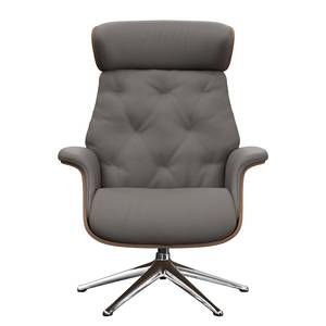 Fauteuil relax BLOMST Cuir Danbi: Marron - Hauteur : 112 cm - Chrome brillant - Sans repose-pieds - Noyer