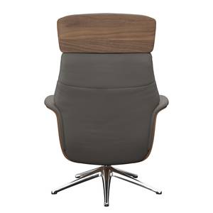 Relaxfauteuil BLOMST Leer Danbi: Bruin - Hoogte: 112 cm - Chroomkleurig glanzend - Zonder hocker - Notenboom